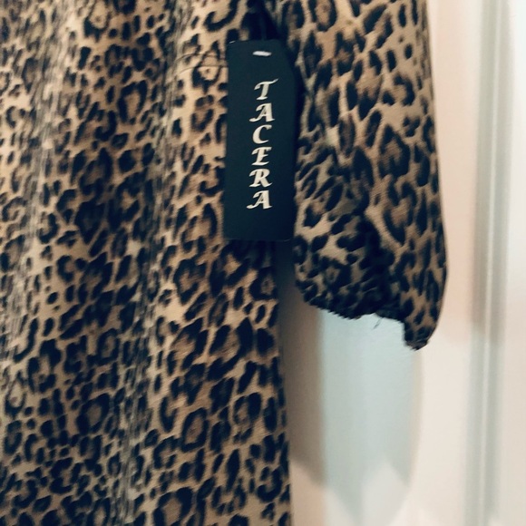 Tacera Leopard 3/4 Sleeve Dress size-S NWT  black zipper detail - Picture 4 of 6